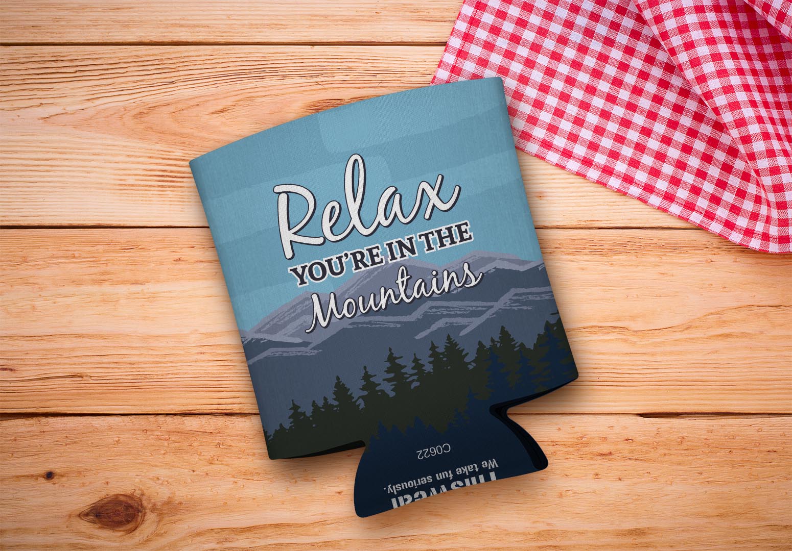 drink sleeve on a wood background