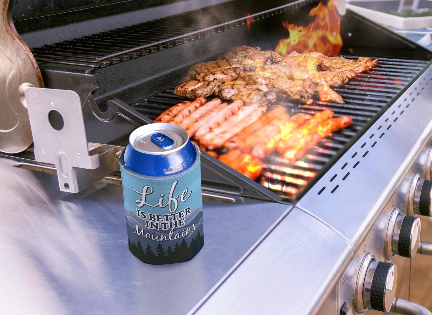 drink sleeve on a grill