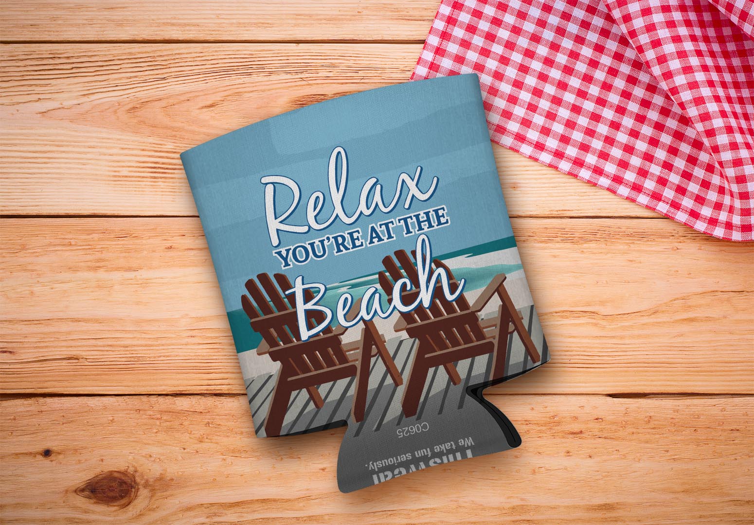 drink sleeve on a wood background