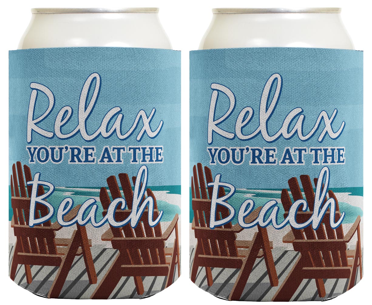 Relax You're at the Beach Standard or Slim Can Thermocooler Drink Sleeve