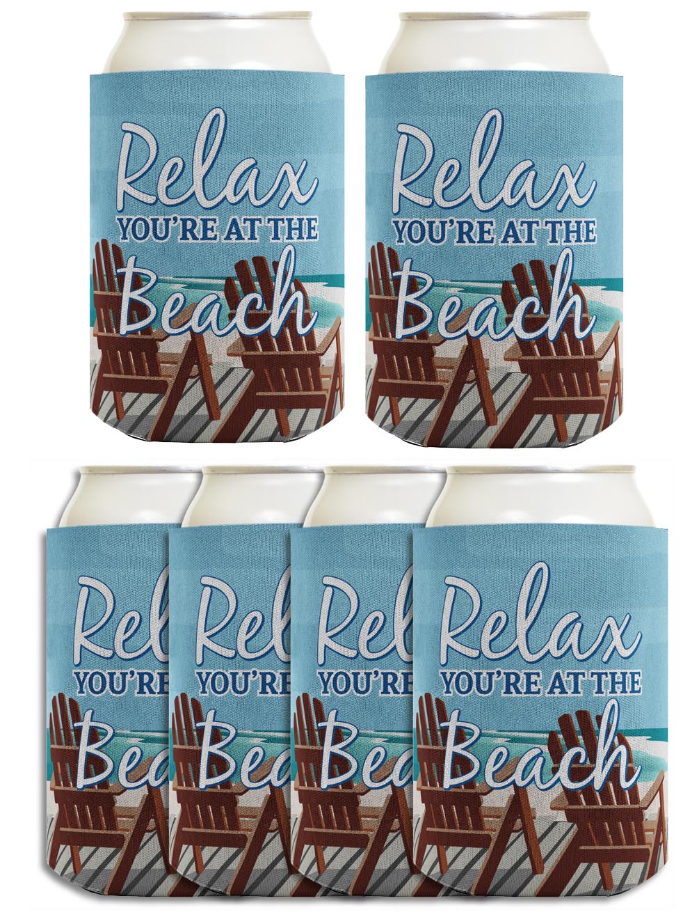 Relax You're at the Beach Standard or Slim Can Thermocooler Drink Sleeve