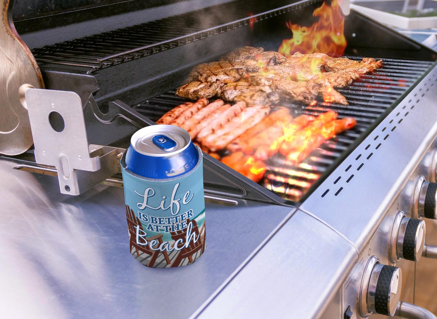 drink sleeve on a grill