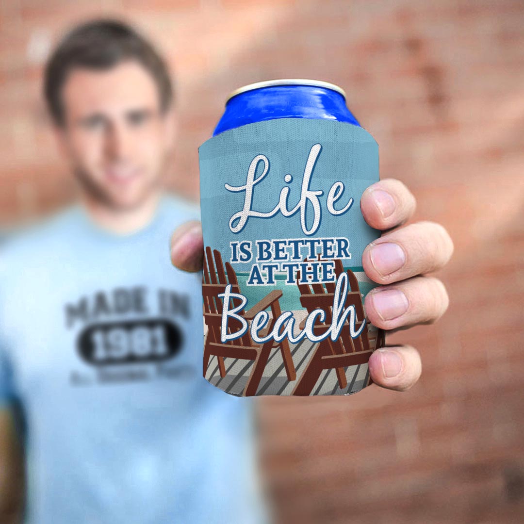 man holding drink sleeve