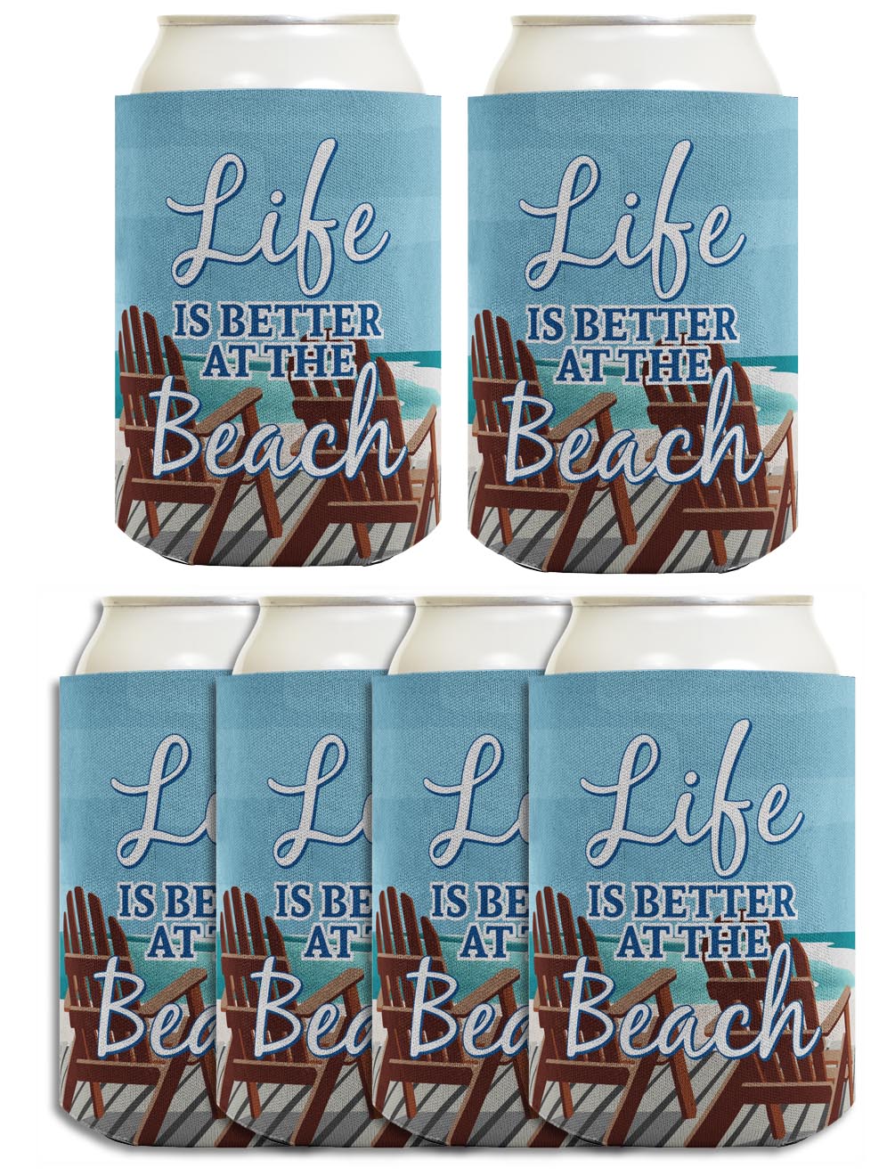 Life is Better at the Beach Standard or Slim Can Thermocooler Drink Sleeve