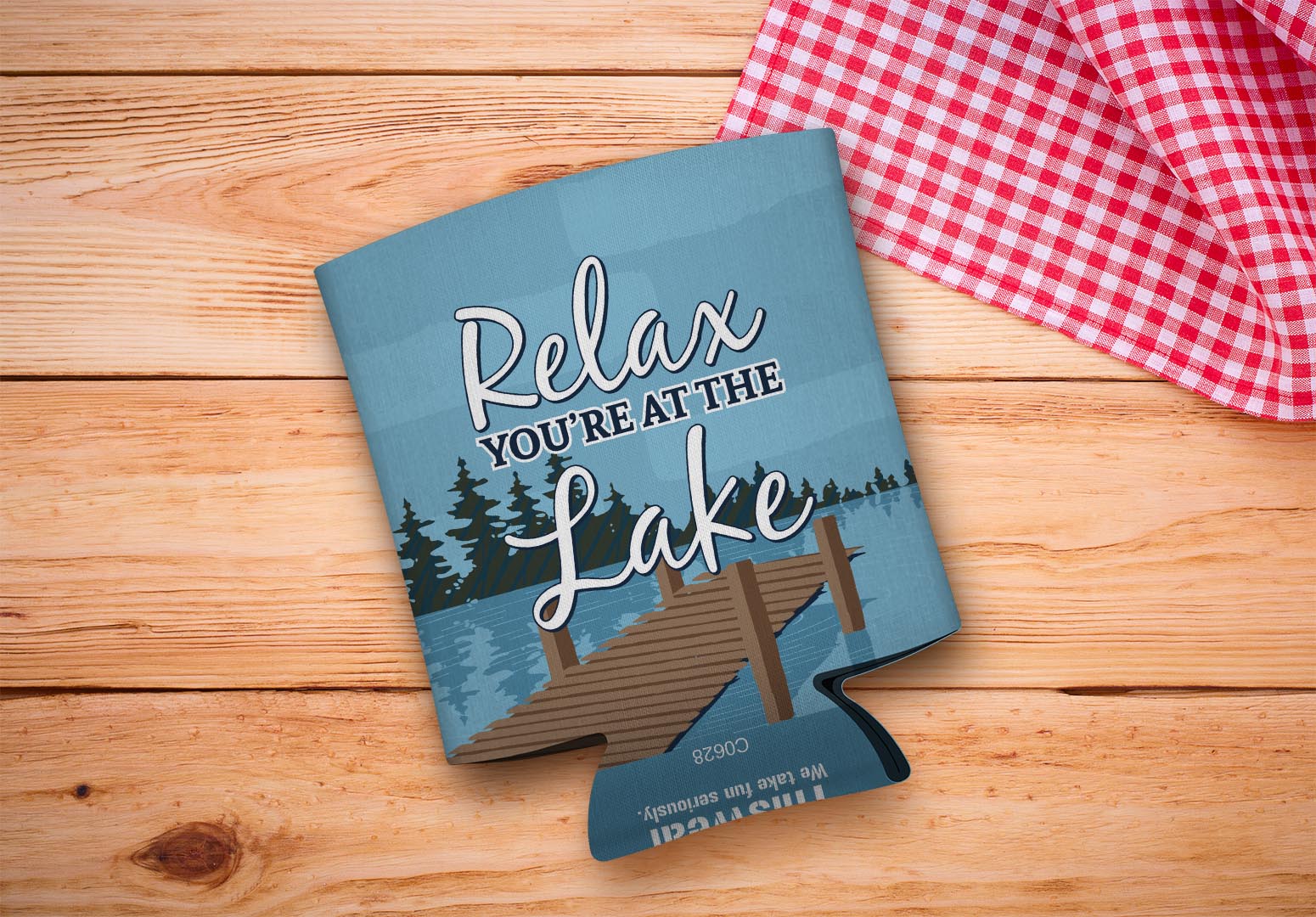 drink sleeve on a wood background