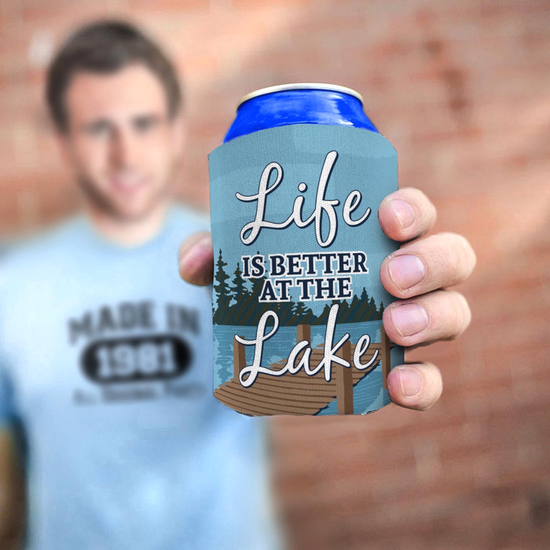 man holding drink sleeve