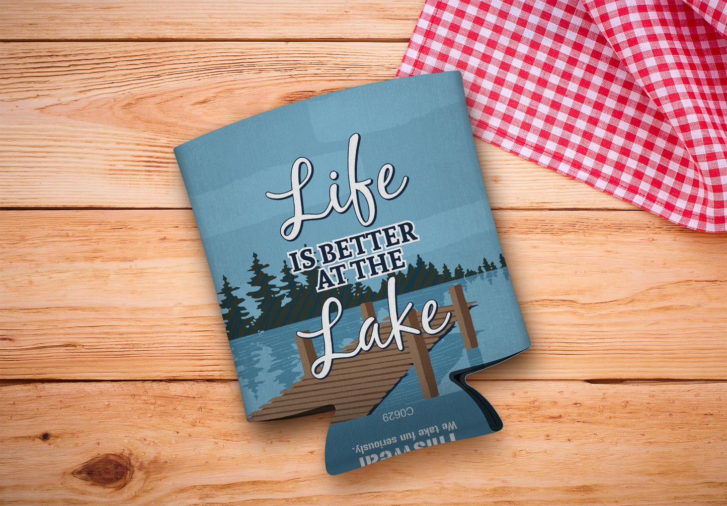 drink sleeve on a wood background
