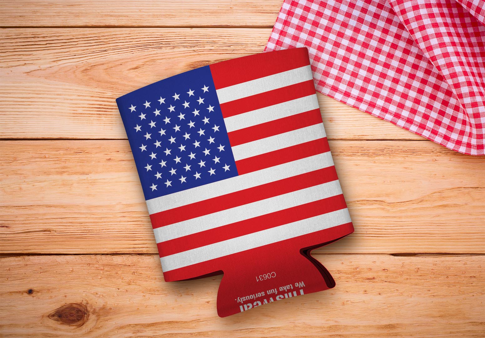 drink sleeve on a wood background