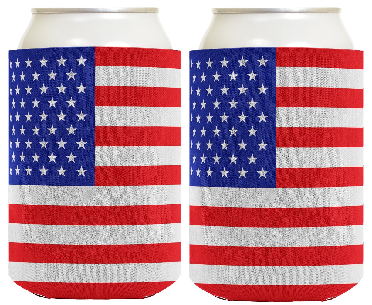 American Flag Horizontal Standard or Slim Can Thermocooler Drink Sleeve