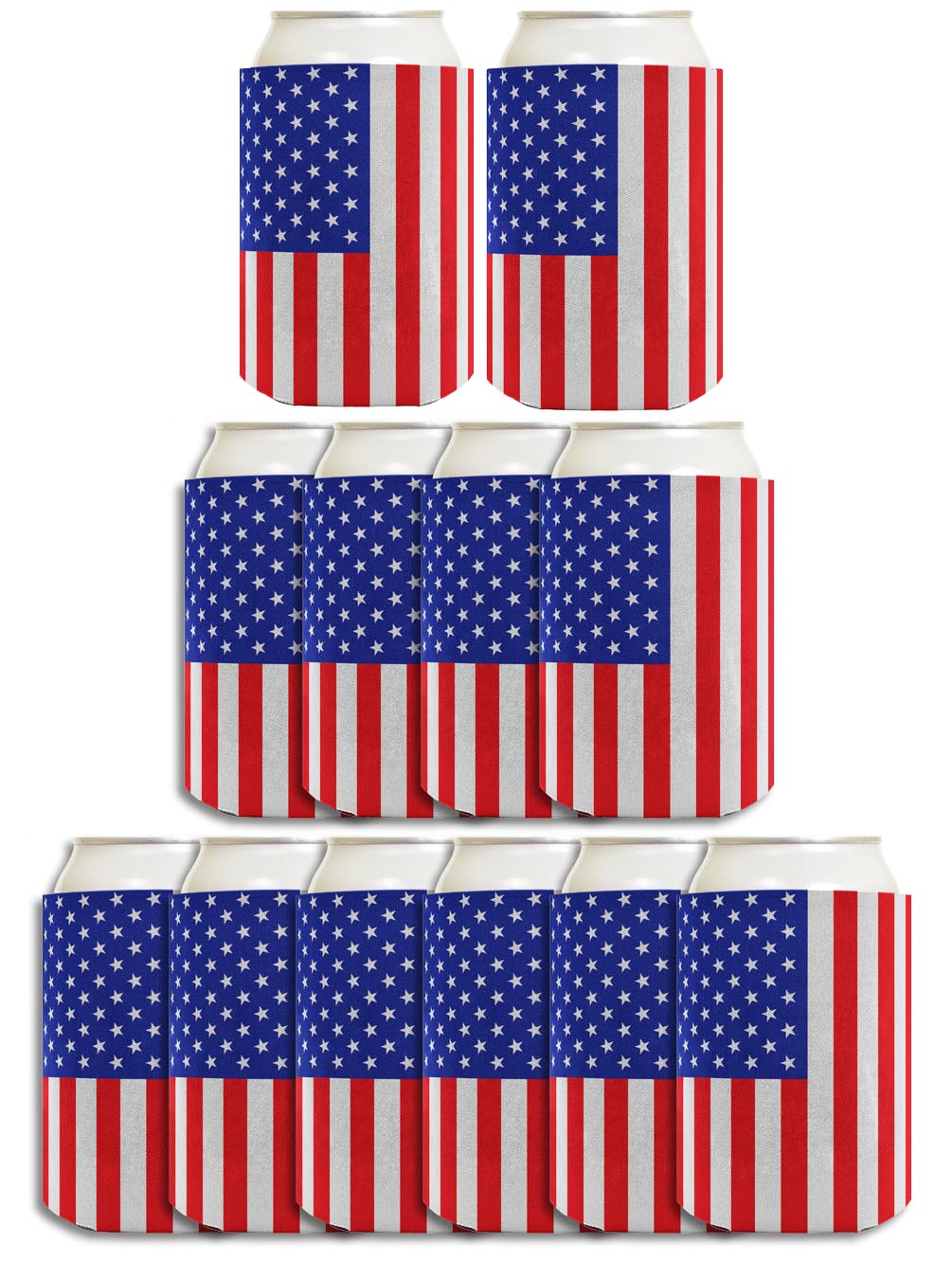 American Flag Vertical Standard or Slim Can Thermocooler Drink Sleeve