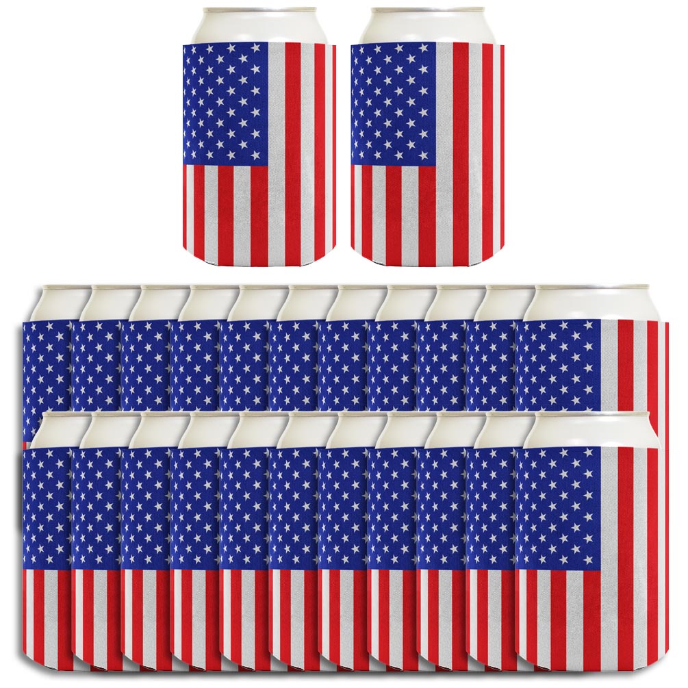 American Flag Vertical Standard or Slim Can Thermocooler Drink Sleeve