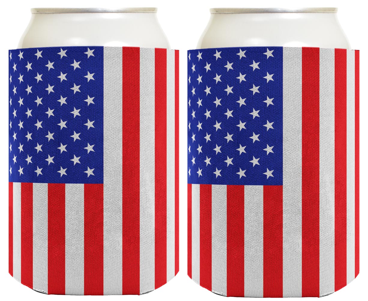 American Flag Vertical Standard or Slim Can Thermocooler Drink Sleeve