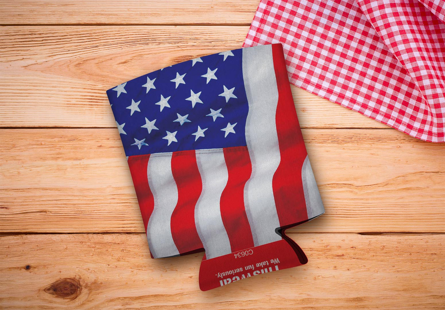 drink sleeve on a wood background