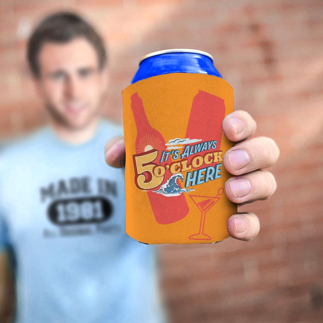 man holding drink sleeve