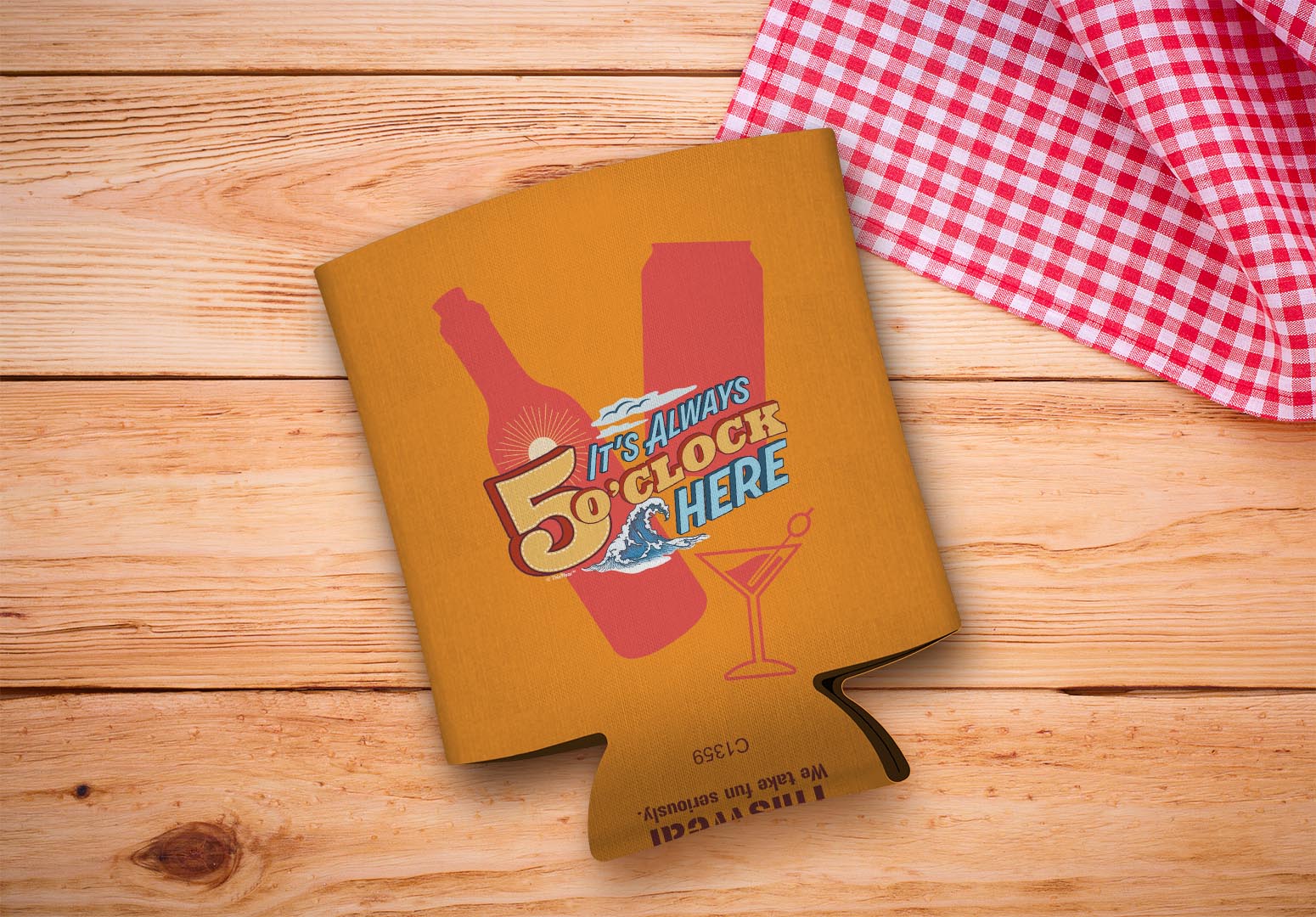 drink sleeve on a wood background