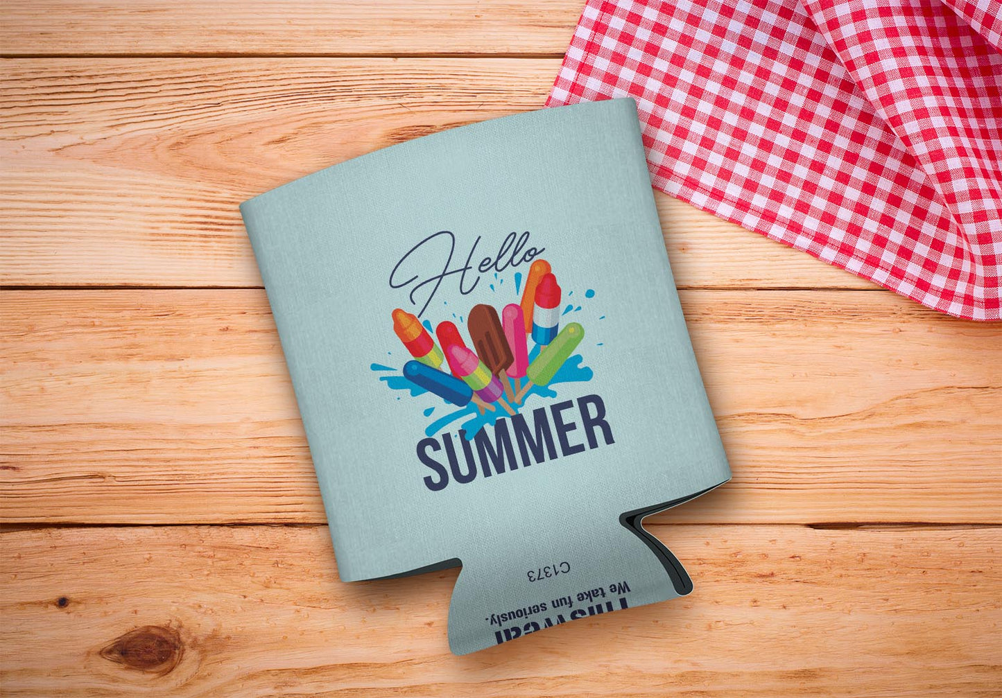 drink sleeve on a wood background