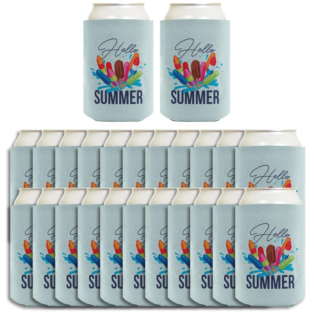 Hello Summer Ice Cream Popsicles Standard or Slim Can Thermocooler Drink Sleeve
