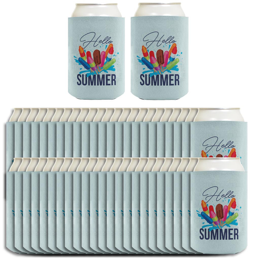 Hello Summer Ice Cream Popsicles Standard or Slim Can Thermocooler Drink Sleeve