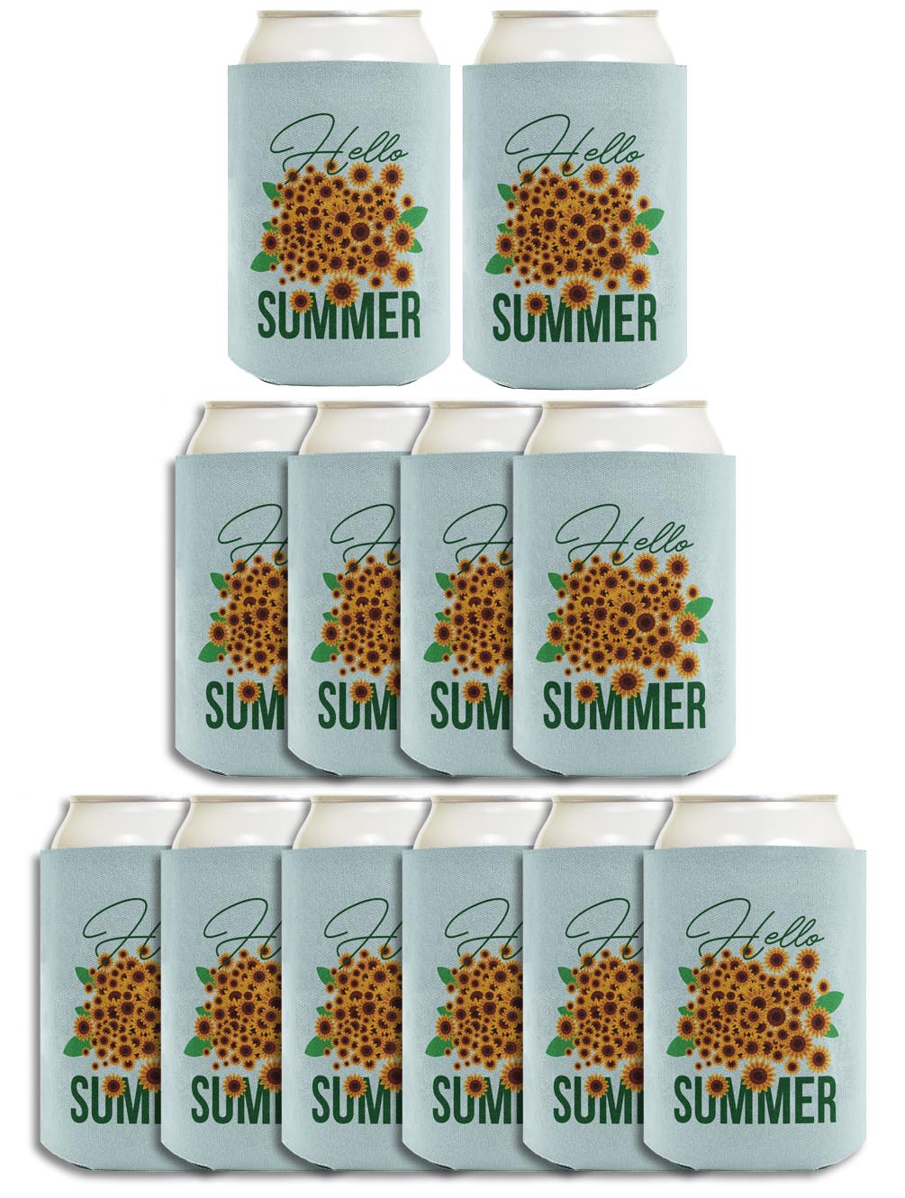 Hello Summer Sunflowers Standard or Slim Can Thermocooler Drink Sleeve
