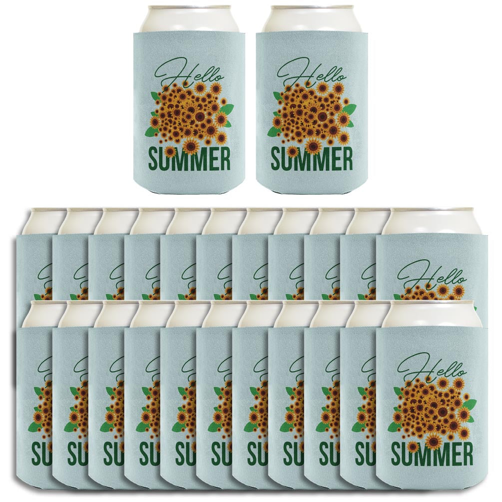 Hello Summer Sunflowers Standard or Slim Can Thermocooler Drink Sleeve