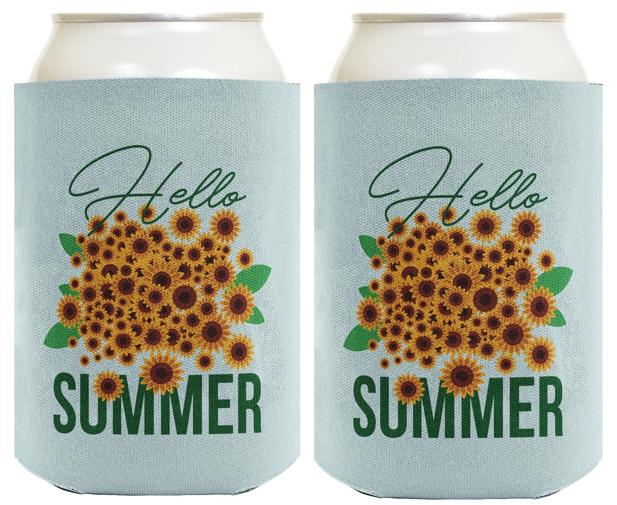Hello Summer Sunflowers Standard or Slim Can Thermocooler Drink Sleeve