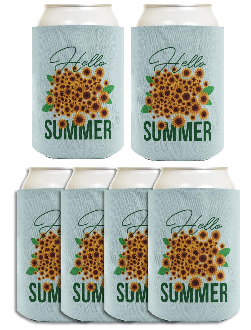 Hello Summer Sunflowers Standard or Slim Can Thermocooler Drink Sleeve