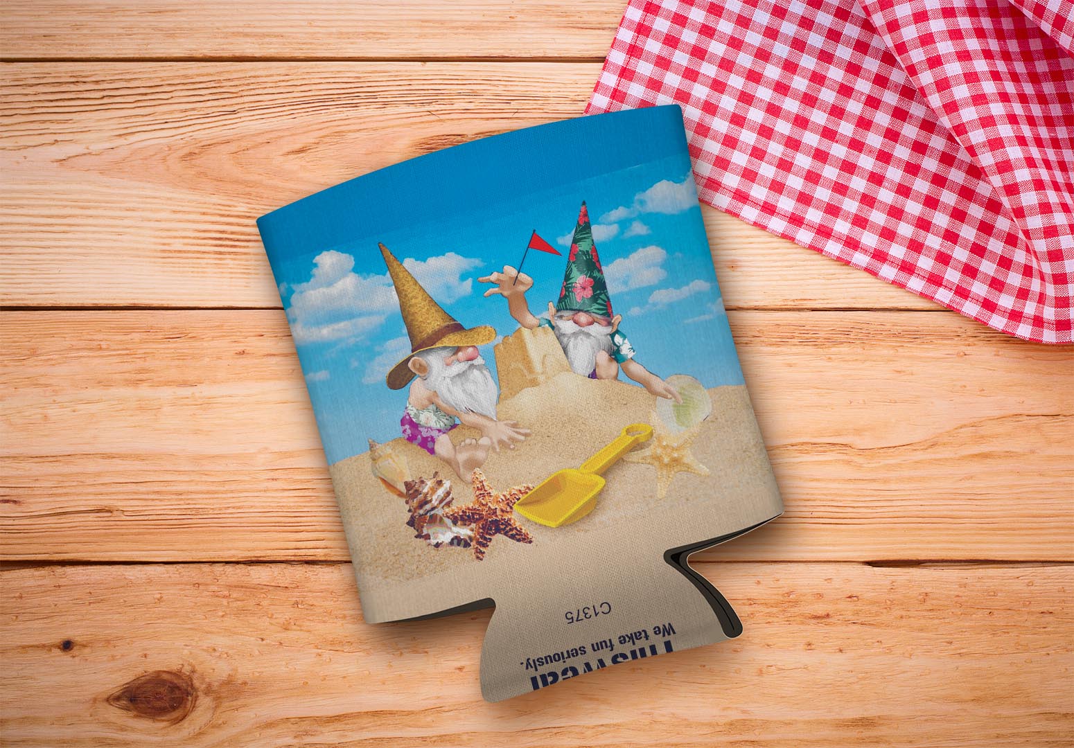 drink sleeve on a wood background