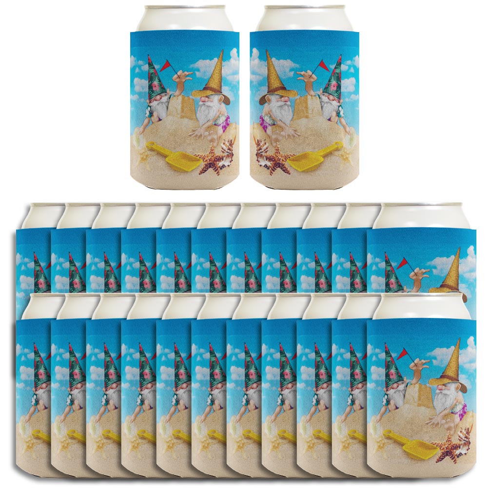 Beach Gnomes Sandcastle Standard or Slim Can Thermocooler Drink Sleeve
