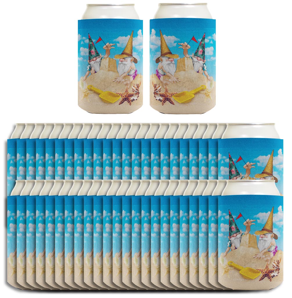 Beach Gnomes Sandcastle Standard or Slim Can Thermocooler Drink Sleeve