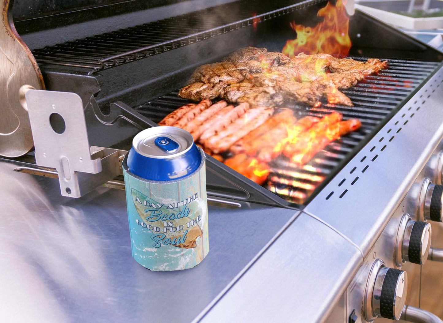 drink sleeve on a grill