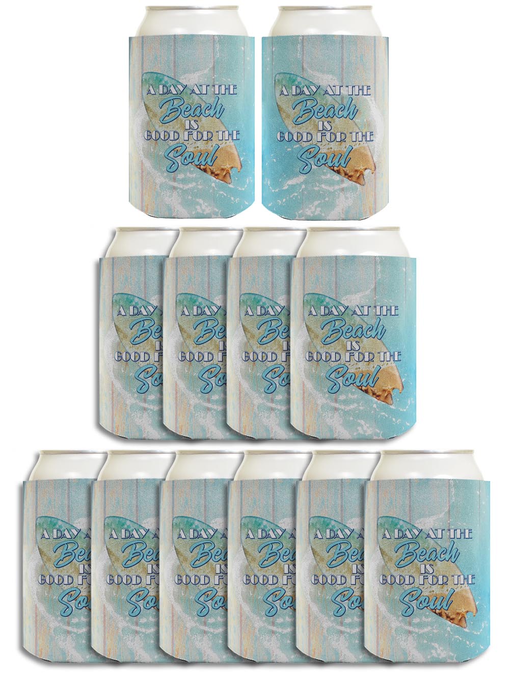 A Day At The Beach Is Good For The Soul Standard or Slim Can Thermocooler Drink Sleeve