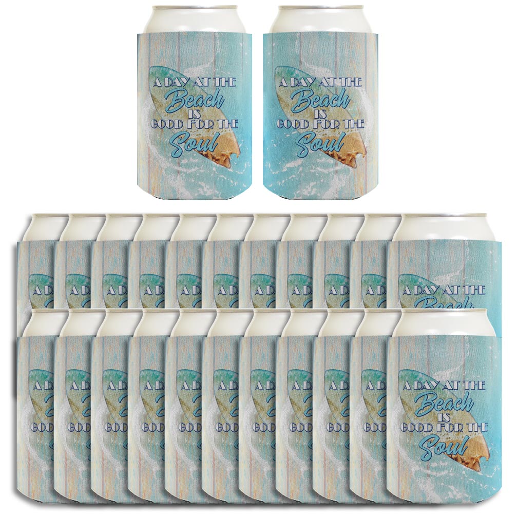 A Day At The Beach Is Good For The Soul Standard or Slim Can Thermocooler Drink Sleeve