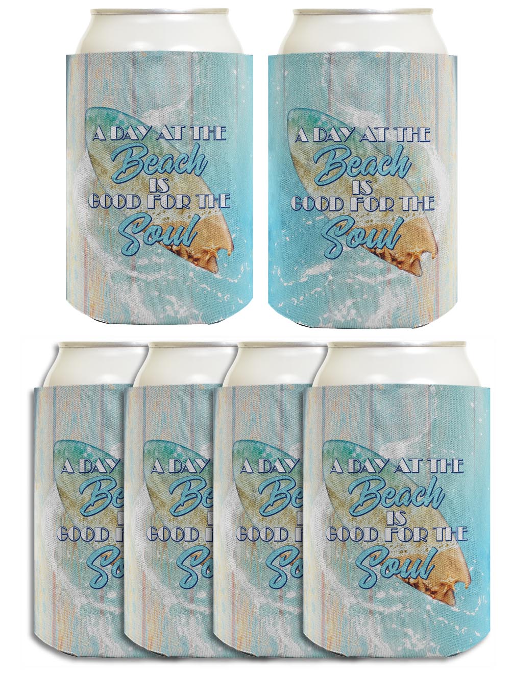 A Day At The Beach Is Good For The Soul Standard or Slim Can Thermocooler Drink Sleeve