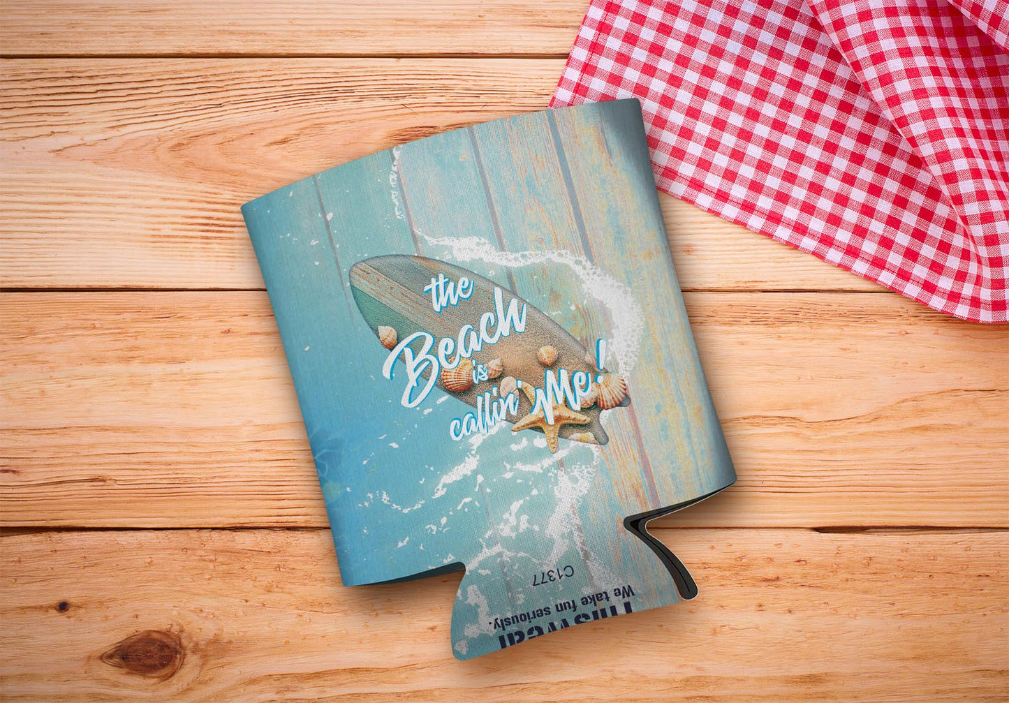 drink sleeve on a wood background