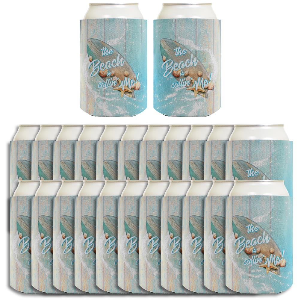 The Beach Is Callin' Me Standard or Slim Can Thermocooler Drink Sleeve