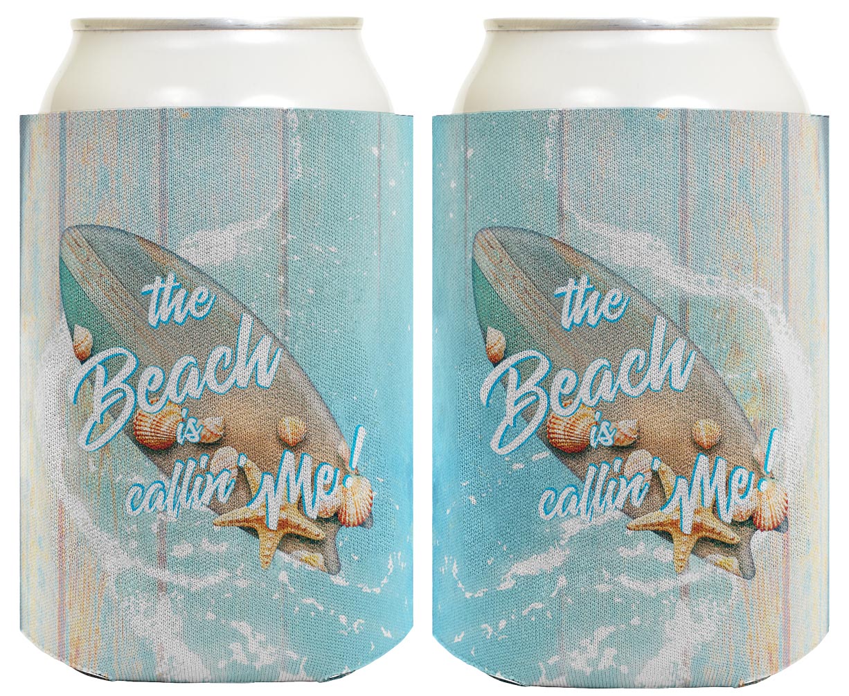The Beach Is Callin' Me Standard or Slim Can Thermocooler Drink Sleeve