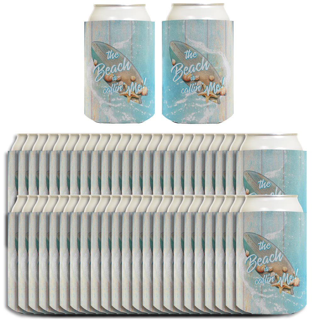 The Beach Is Callin' Me Standard or Slim Can Thermocooler Drink Sleeve