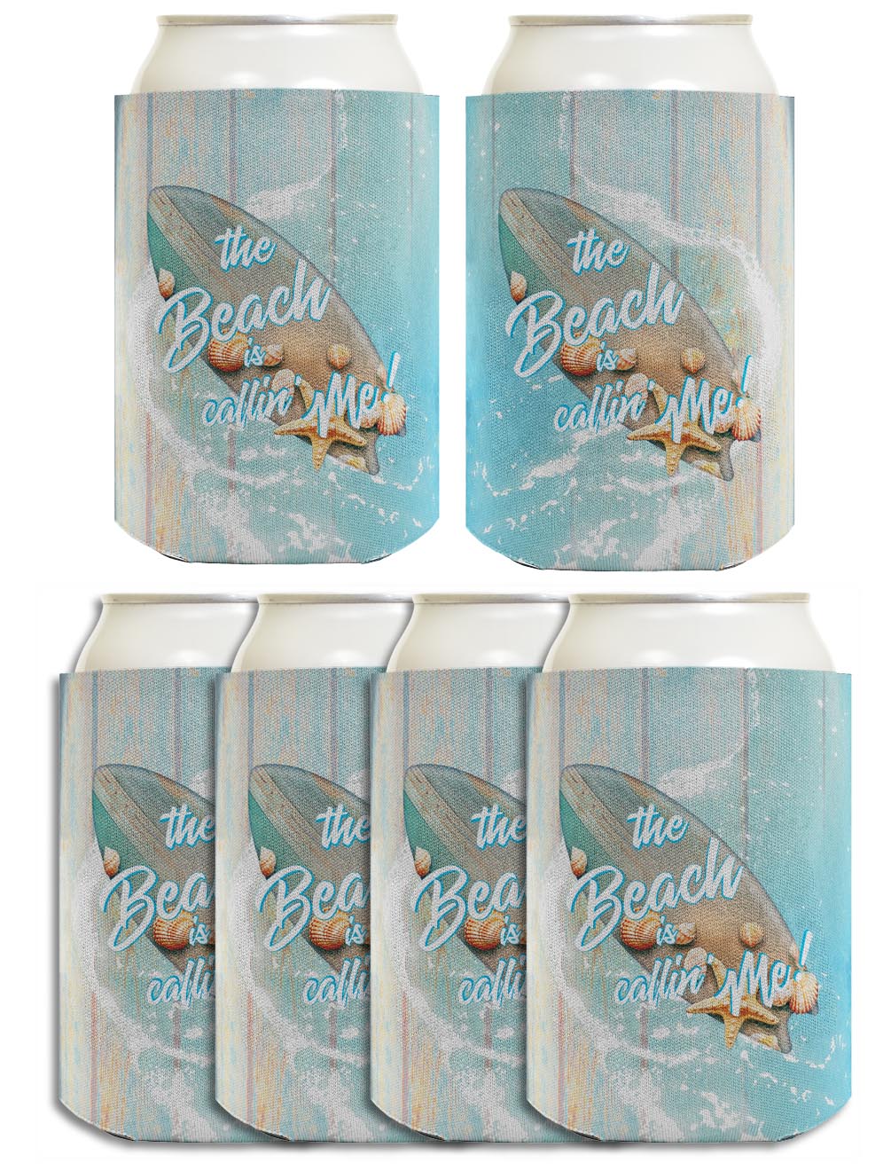 The Beach Is Callin' Me Standard or Slim Can Thermocooler Drink Sleeve