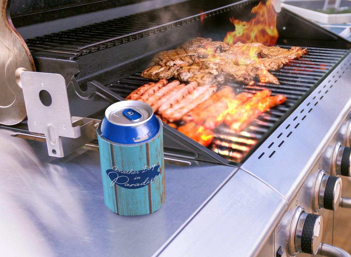 drink sleeve on a grill