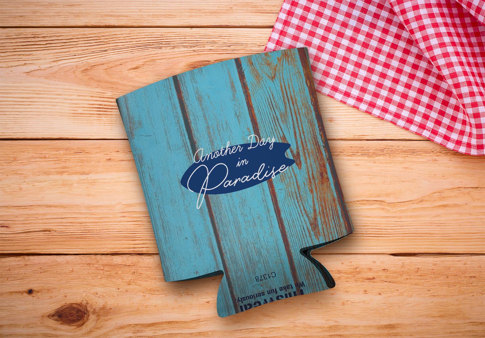 drink sleeve on a wood background