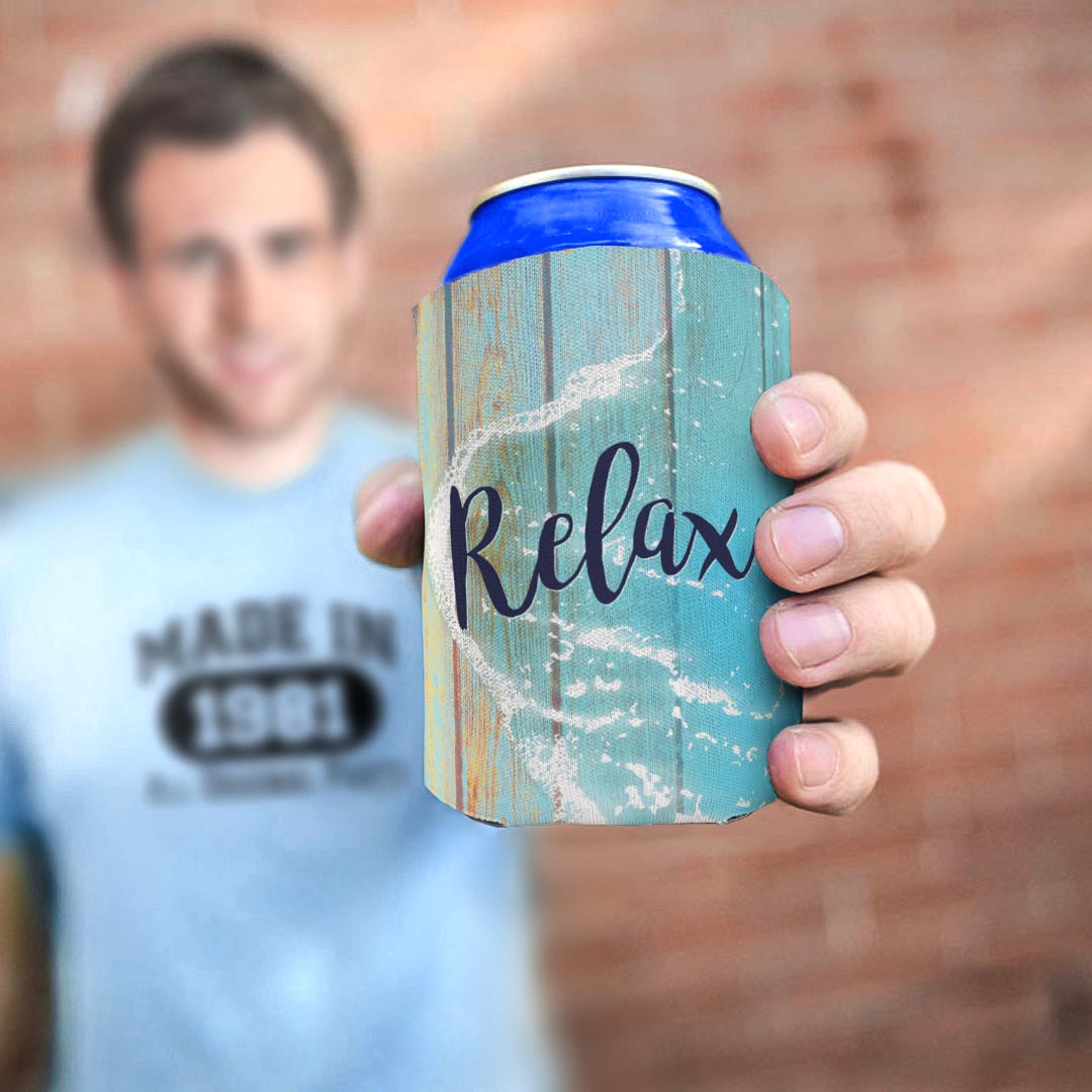 man holding drink sleeve
