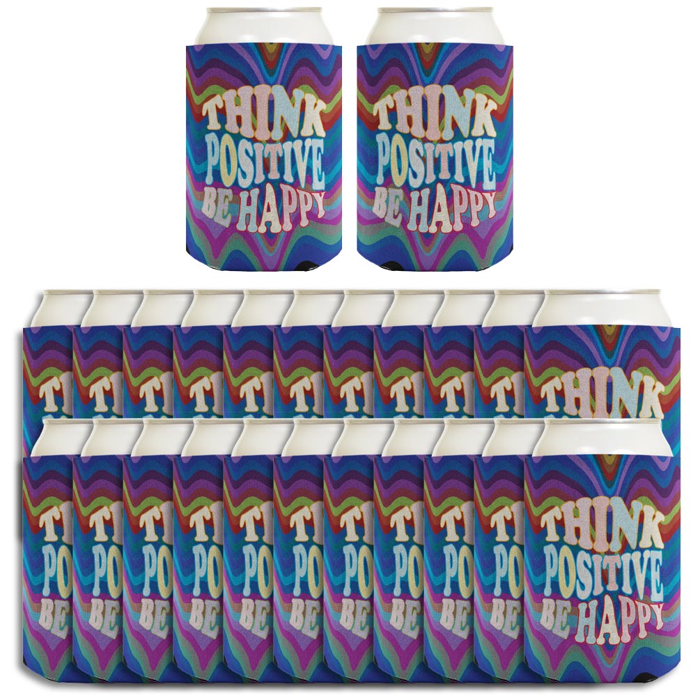 Think Positive Be Happy Standard or Slim Can Thermocooler Drink Sleeve