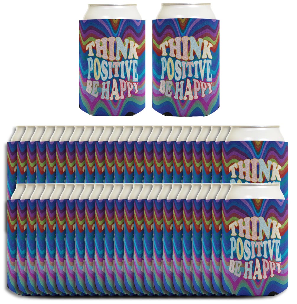 Think Positive Be Happy Standard or Slim Can Thermocooler Drink Sleeve