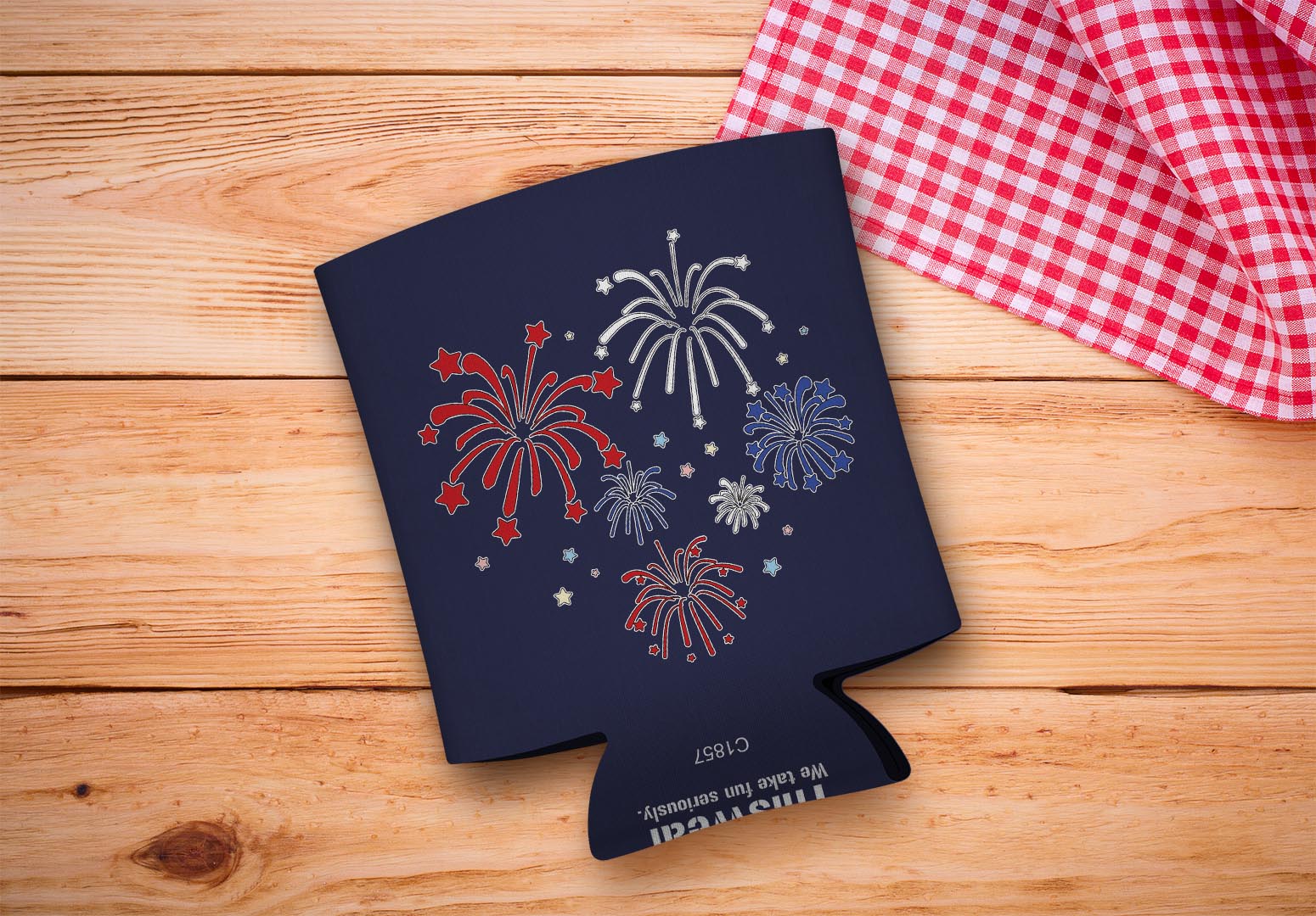 drink sleeve on a wood background