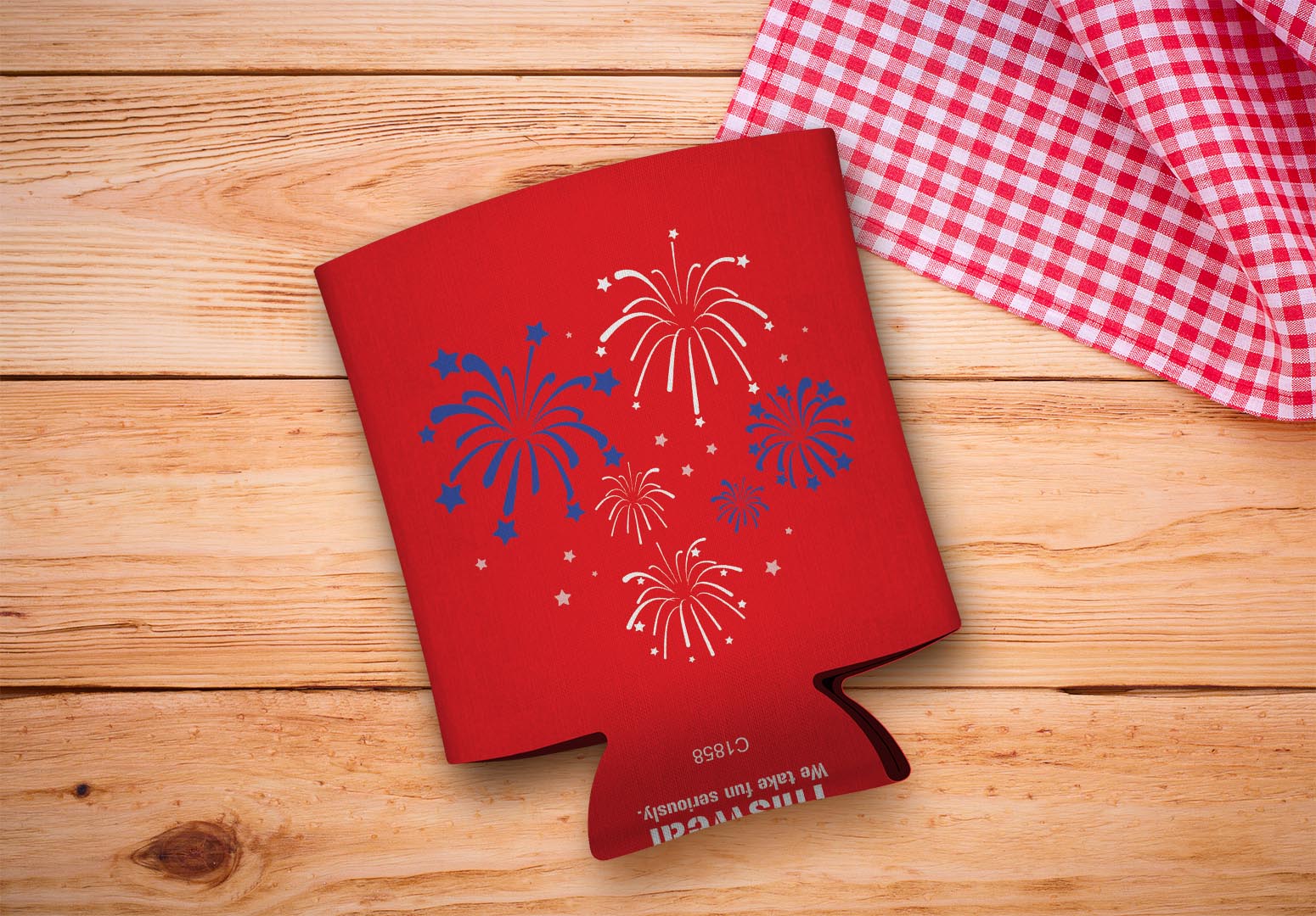 drink sleeve on a wood background
