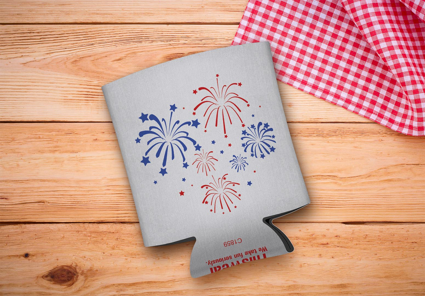 drink sleeve on a wood background