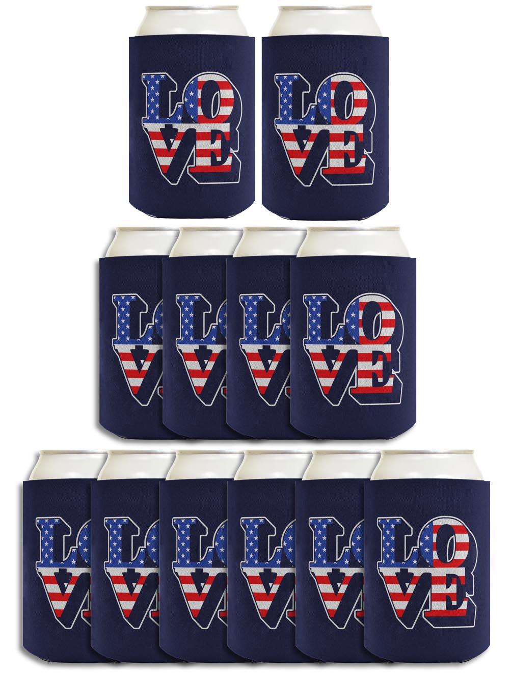 Love America Navy Standard or Slim Can Thermocooler Drink Sleeve