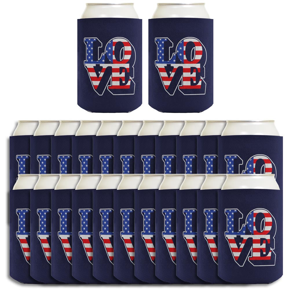 Love America Navy Standard or Slim Can Thermocooler Drink Sleeve