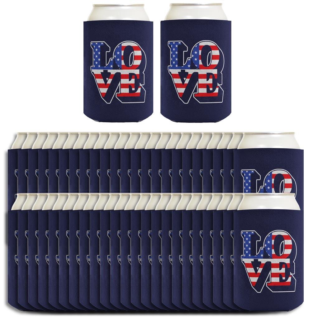 Love America Navy Standard or Slim Can Thermocooler Drink Sleeve