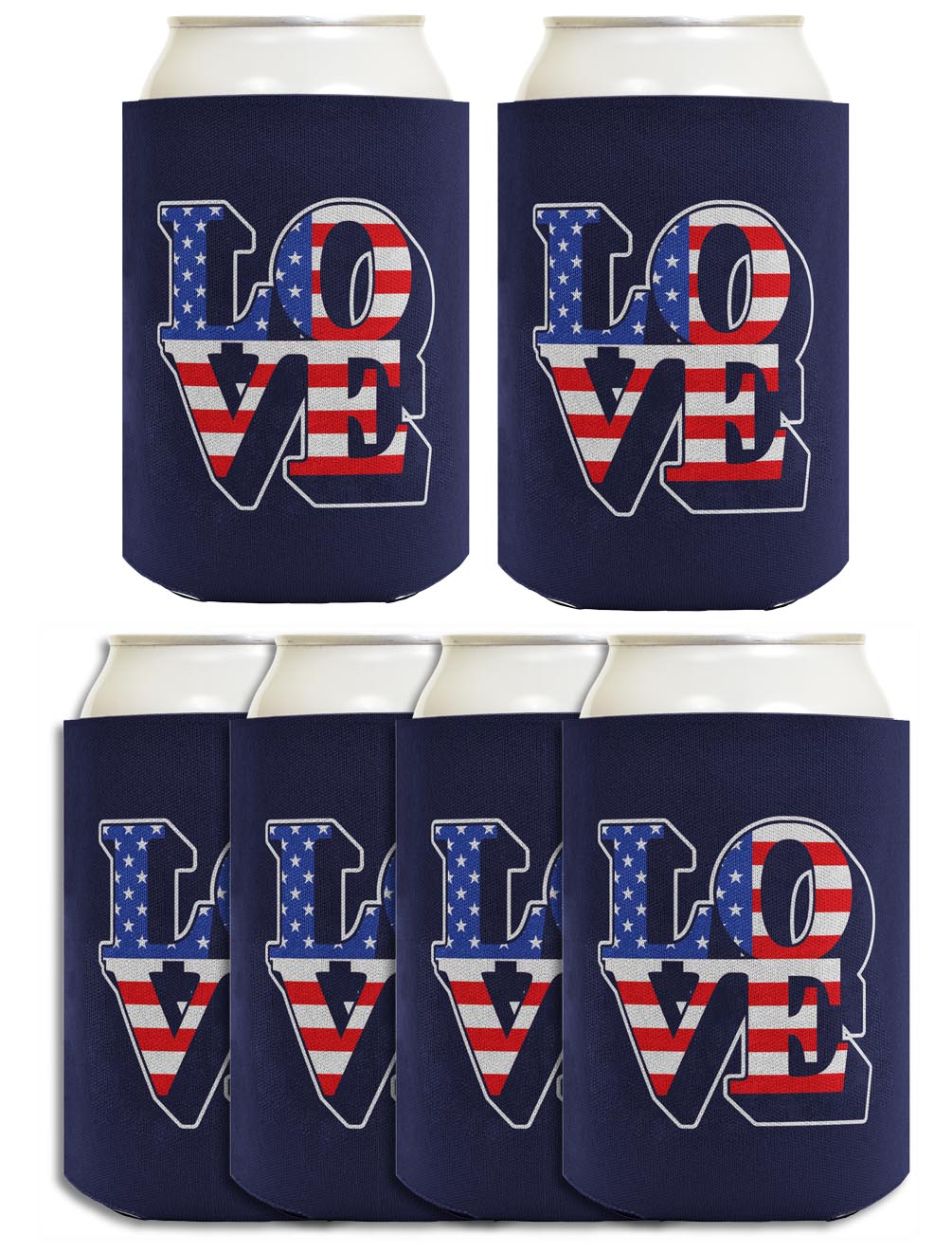 Love America Navy Standard or Slim Can Thermocooler Drink Sleeve